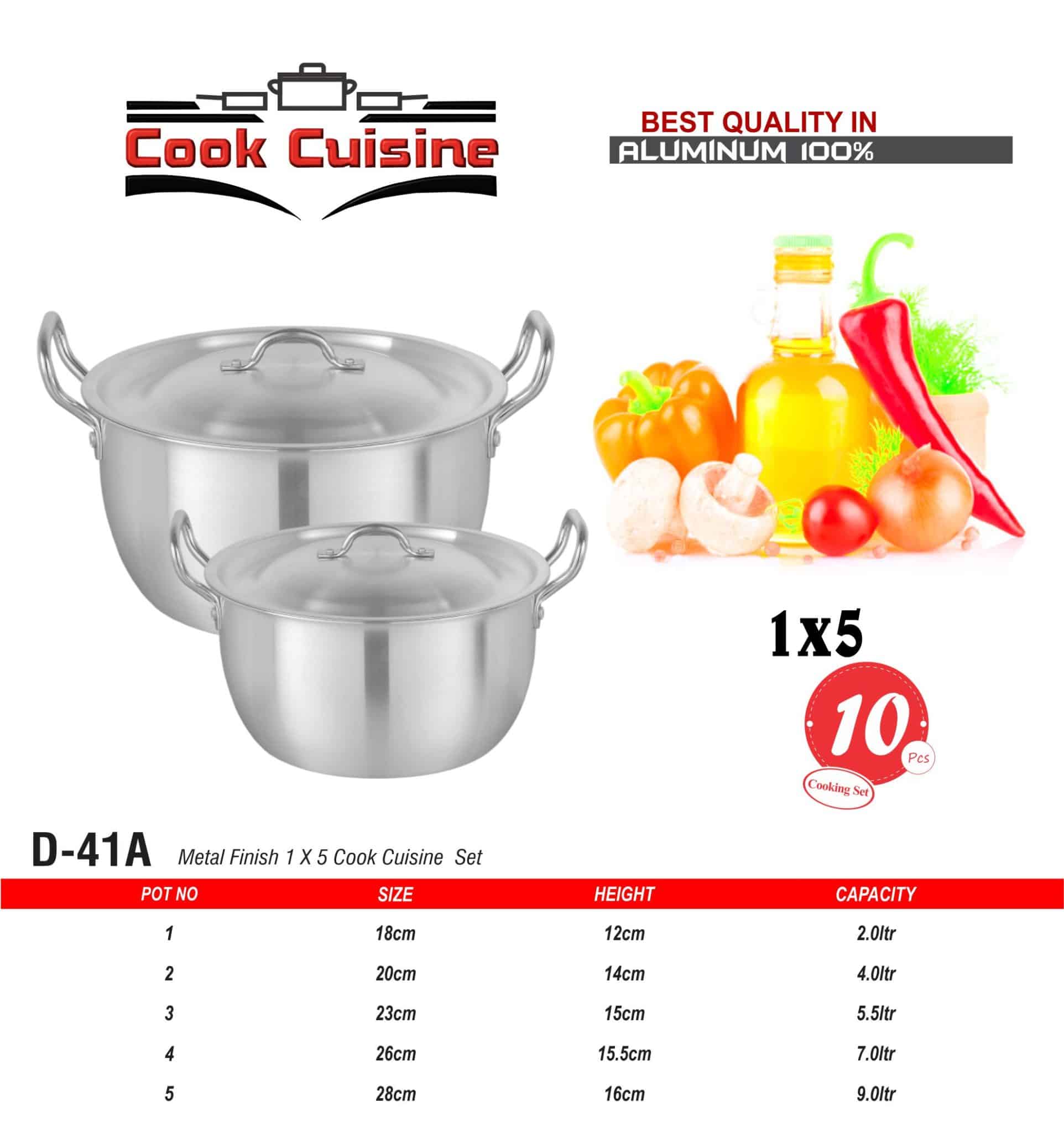 AL Cook Cuisine Set 1x5 - Metal Finish Cookware - Image 3